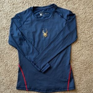 Spyder Kids Blue Long Sleeve Tee with Red Accents